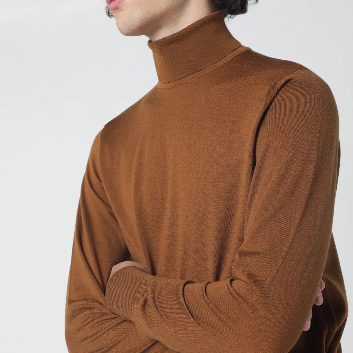 Maglia dolcevita marrone in lana – Image 5