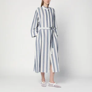 Abito chemisier bianco/blu a righe