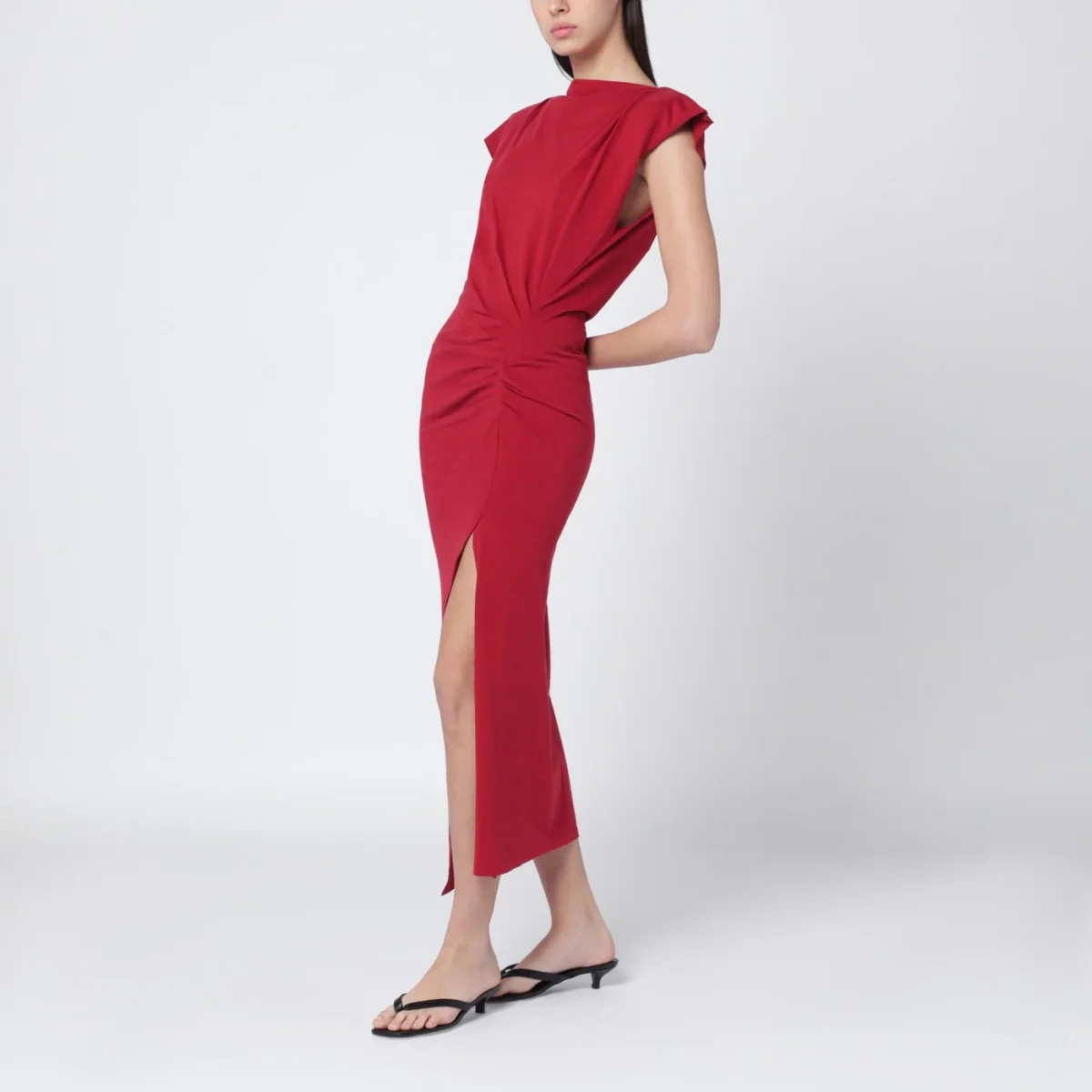 Abito lungo Nadela color ciliegia in jersey – Image 3