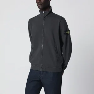 Track jacket con zip grigia in felpa di cotone