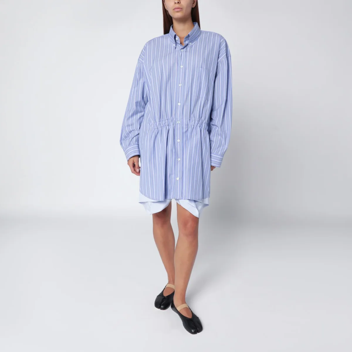 Abito chemisier azzurro a righe - Image 3