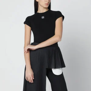 T-shirt Small-Fit nera in misto cotone