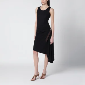 Abito a canotta nero in cotone stretch