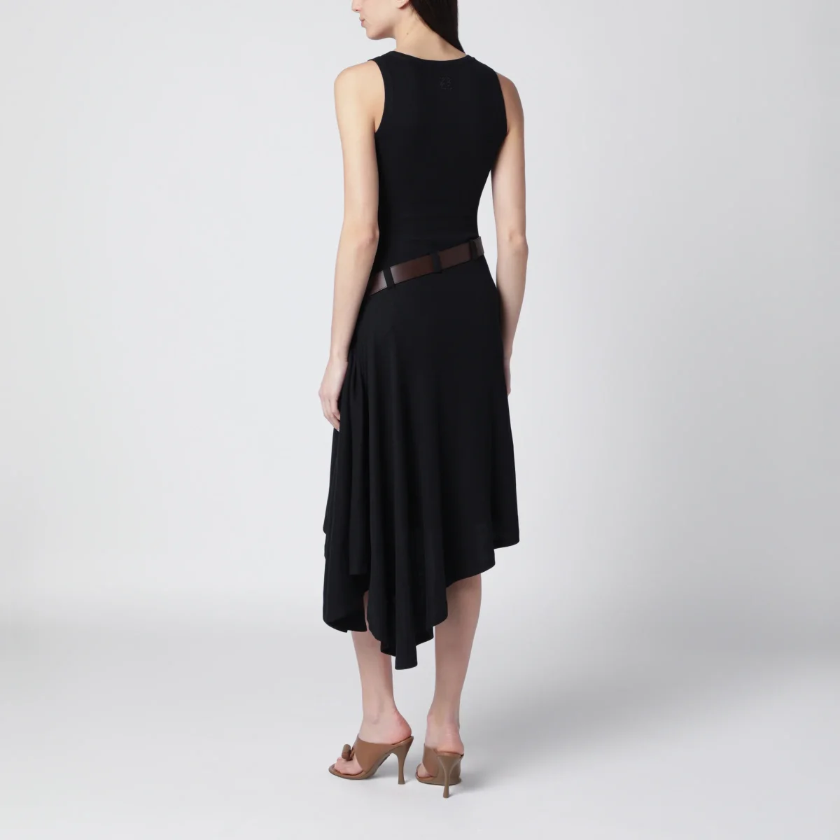 Abito a canotta nero in cotone stretch - Image 4