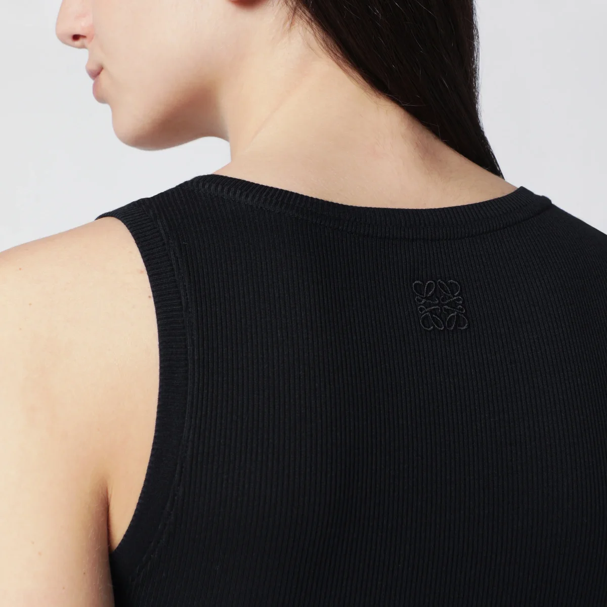 Abito a canotta nero in cotone stretch - Image 6