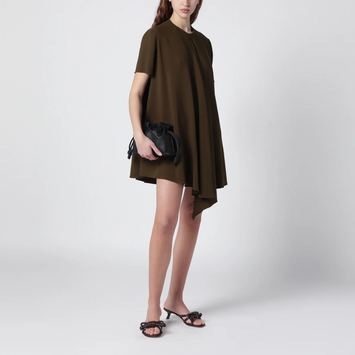 Abito in viscosa stretch verde kaki – Image 3