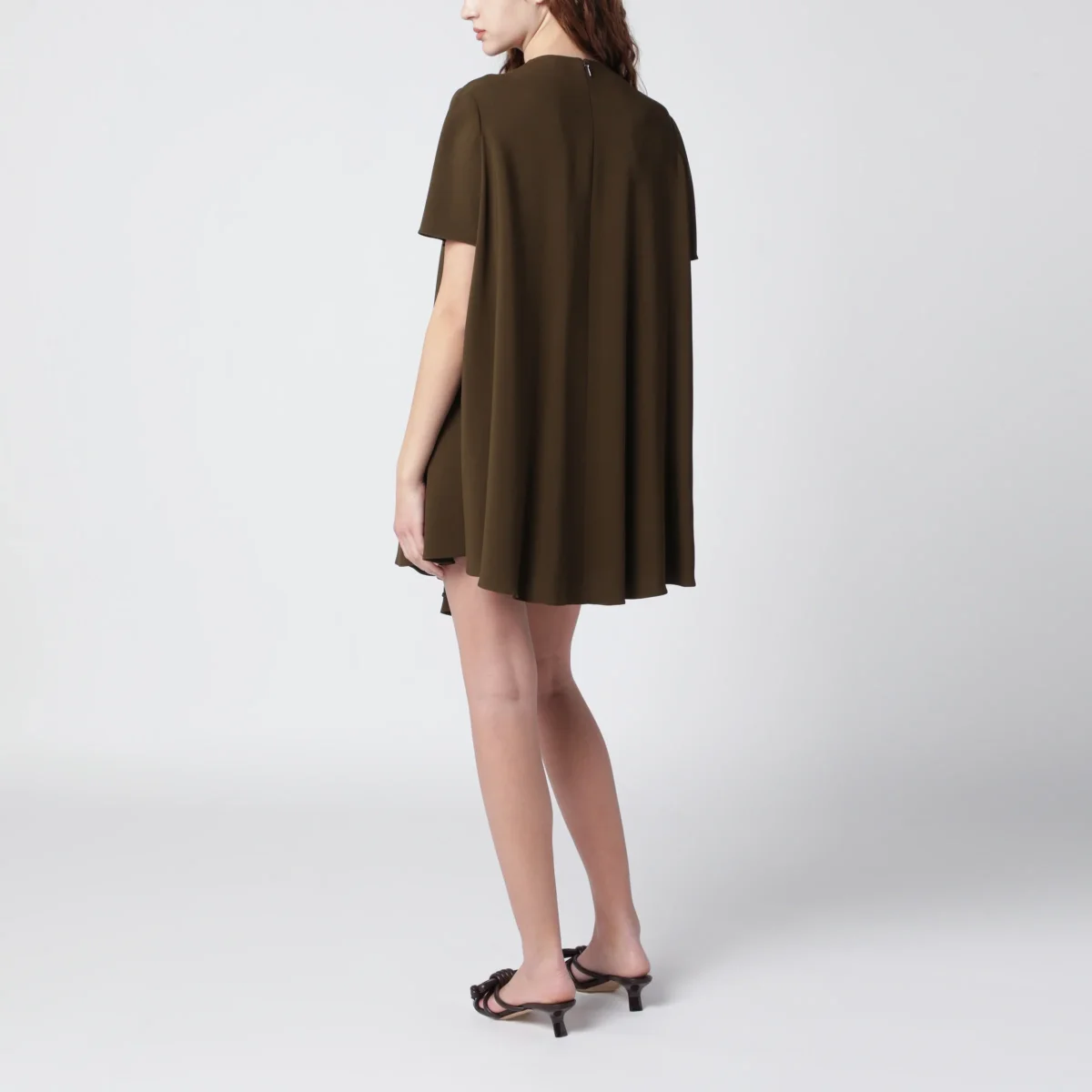 Abito in viscosa stretch verde kaki – Image 4