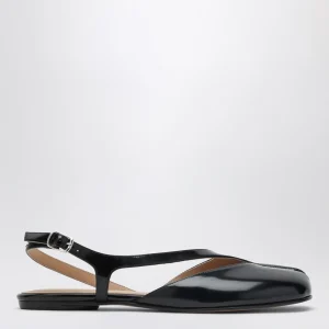 Sandali Slingback Tabi nere in pelle spazzolata