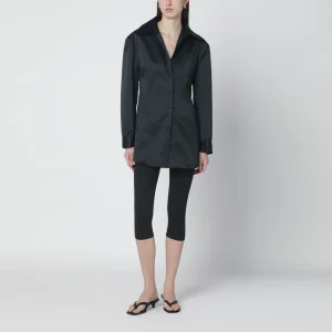 Abito chemisier nero in raso