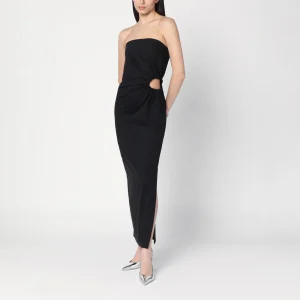 Abito bustier nero in misto lana