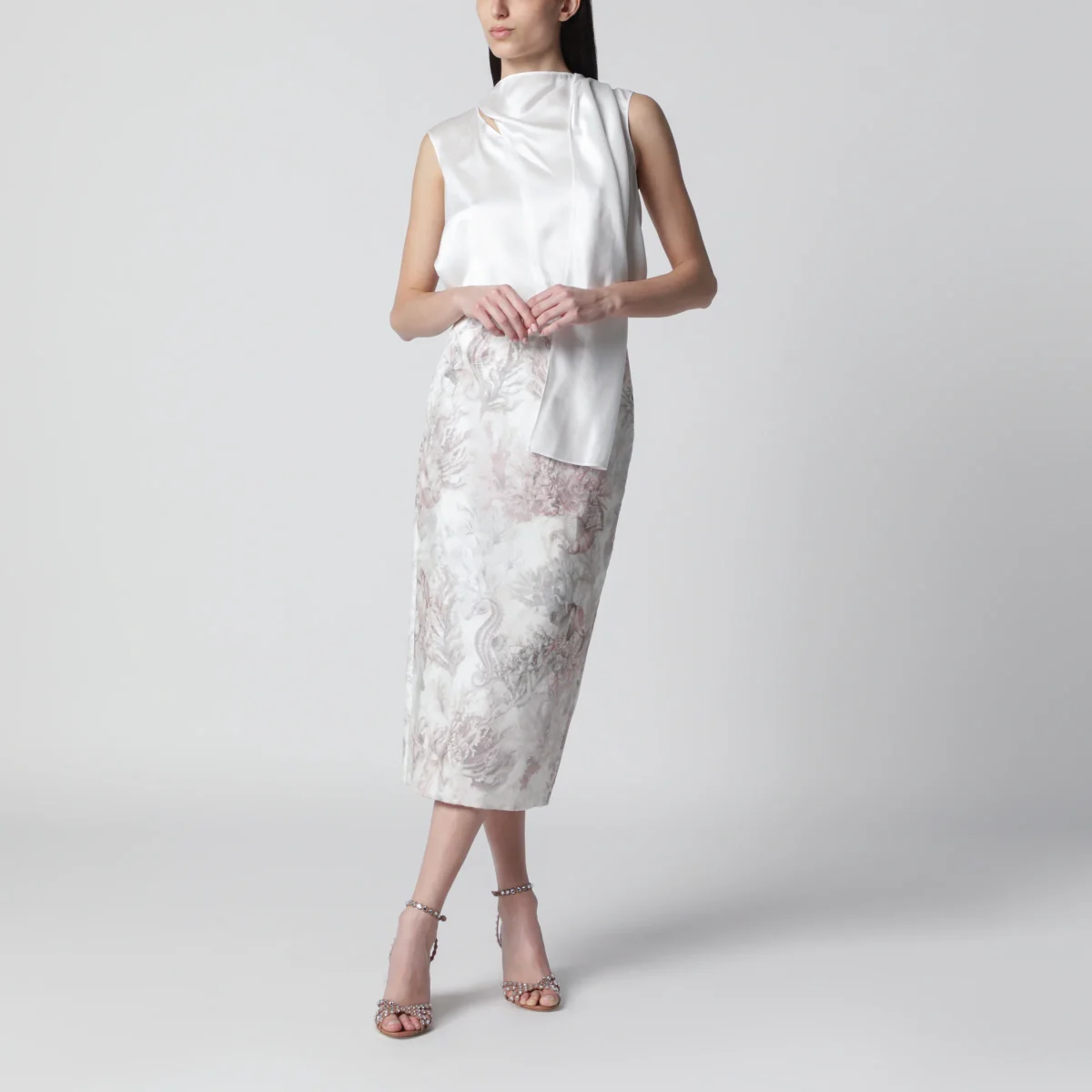 Top bianco in raso di seta – Image 3