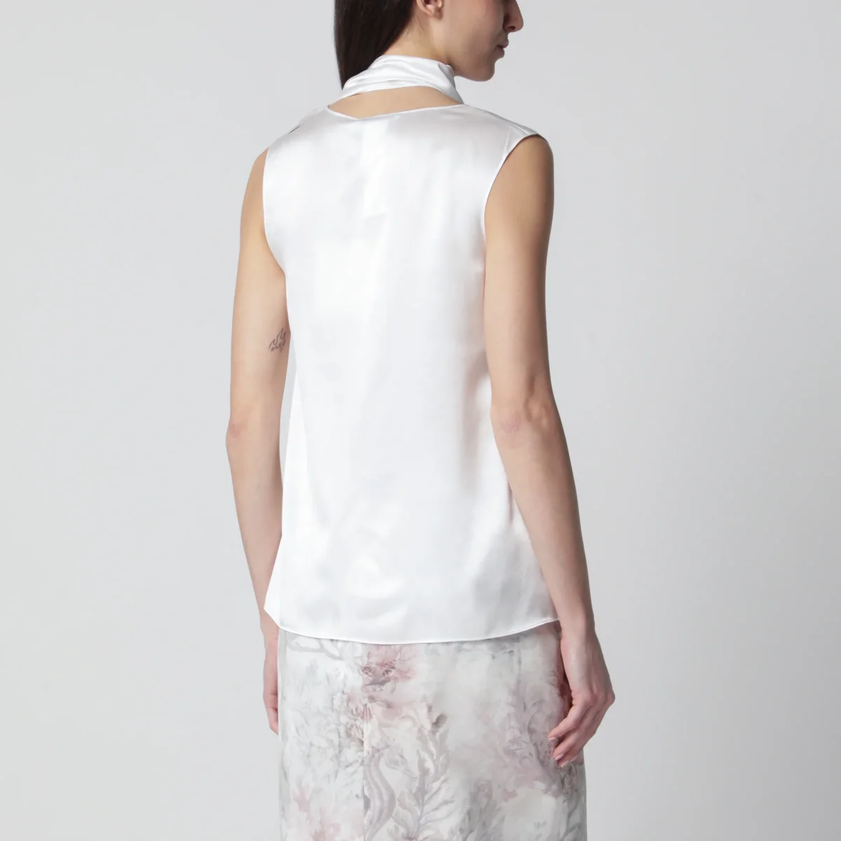 Top bianco in raso di seta – Image 4