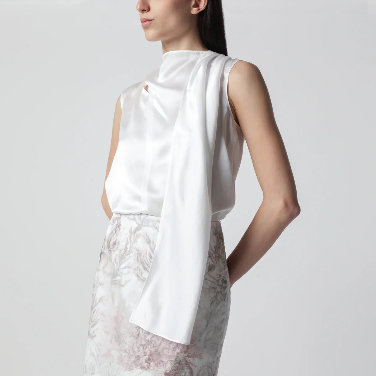 Top bianco in raso di seta – Image 5