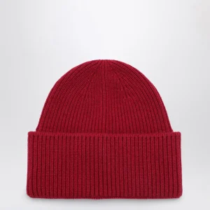 Cuffia in lana e cashmere bordeaux