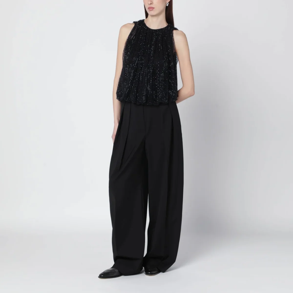 Top nero in rete con cristalli – Image 3