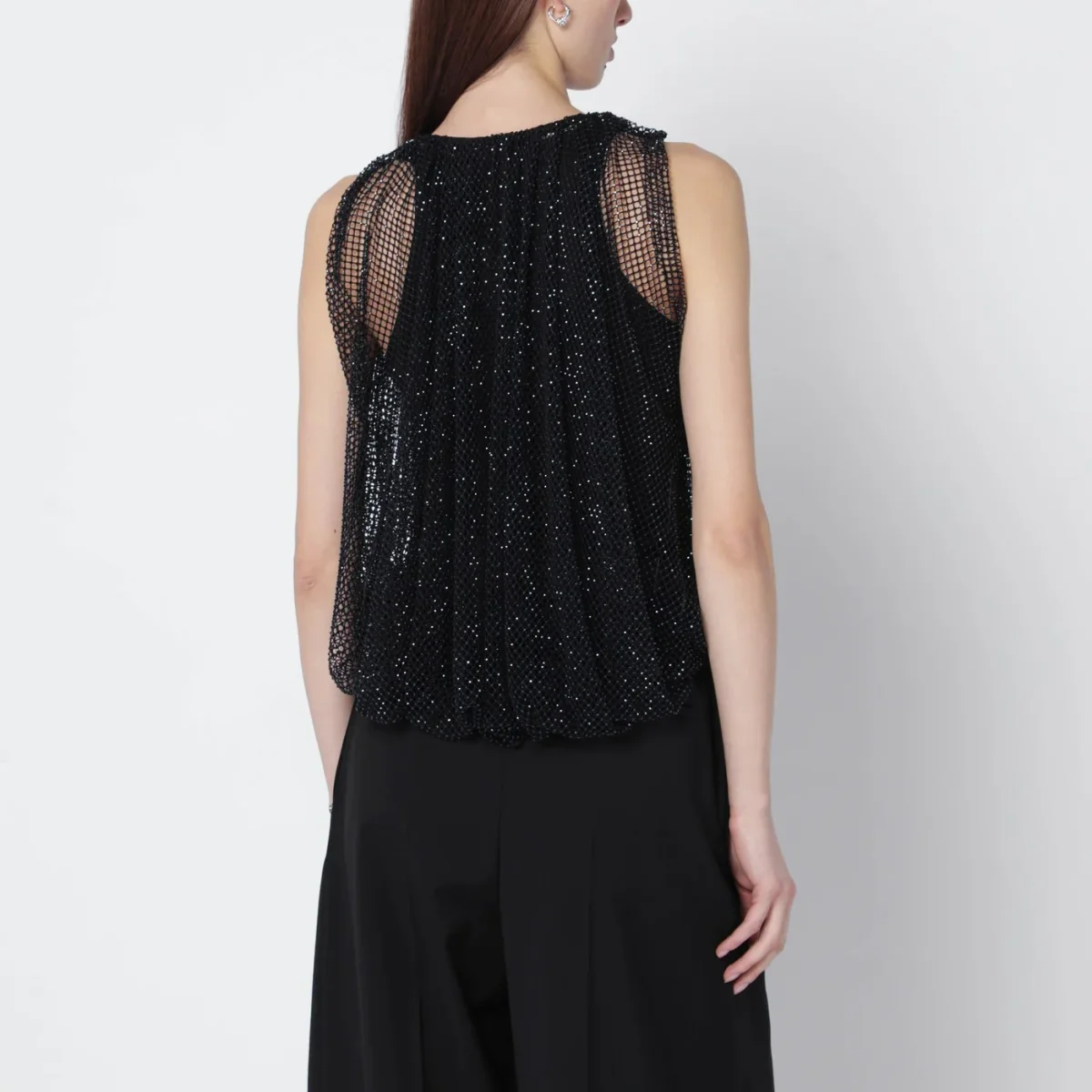 Top nero in rete con cristalli – Image 4