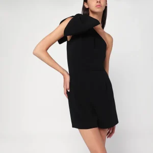 Tuta monospalla corta nera in cady