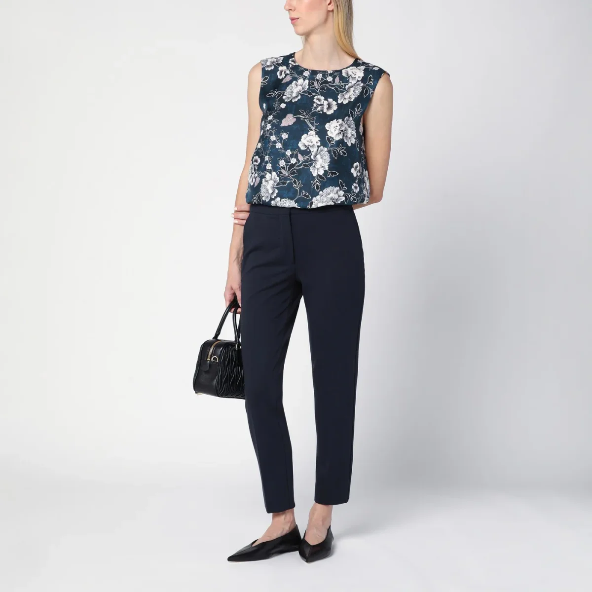 Top smanicato blu reversibile – Image 3