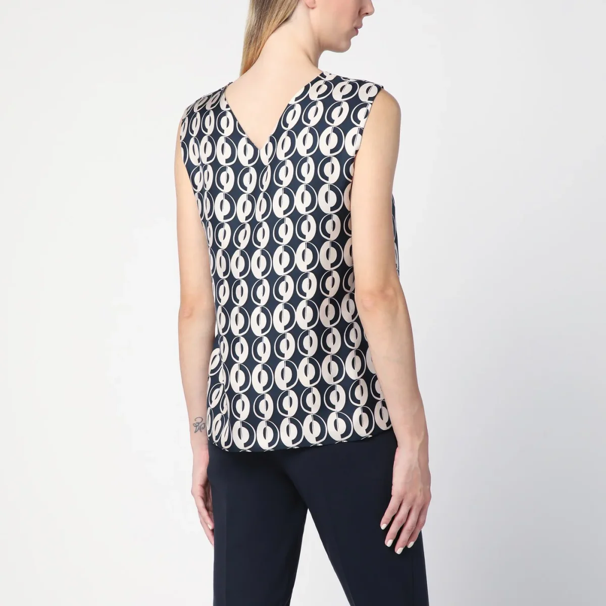 Top smanicato blu reversibile – Image 4