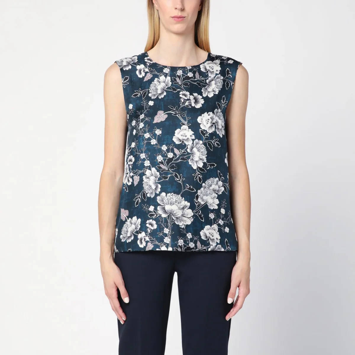 Top smanicato blu reversibile – Image 6