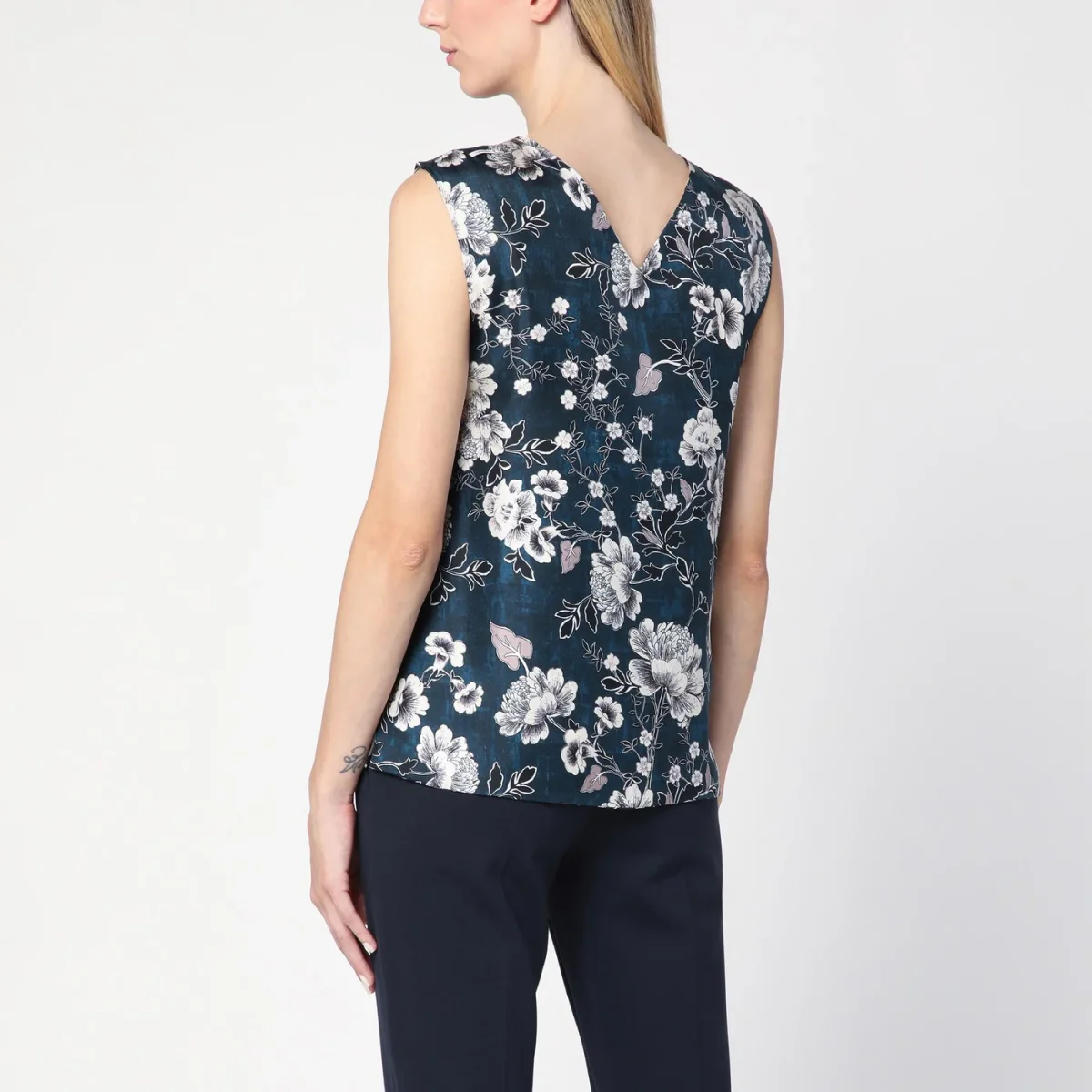 Top smanicato blu reversibile – Image 7