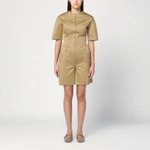 Tuta corta color cammello in cotone