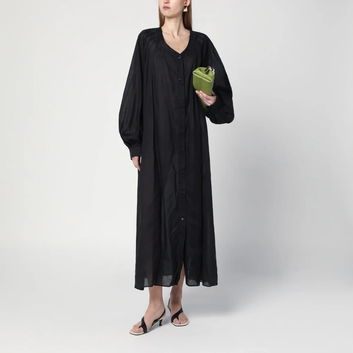 Abito ampio nero in cotone - Image 3