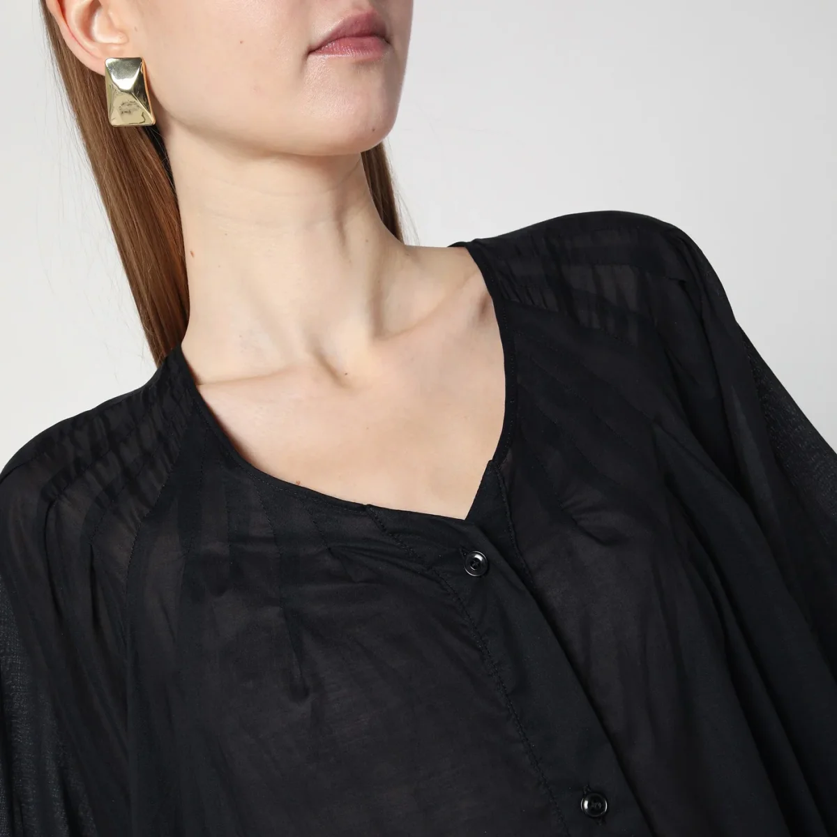 Abito ampio nero in cotone - Image 5