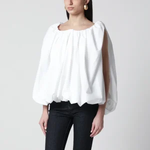 Top Lavande in cotone bianco