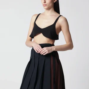 Top in crêpe de chine in seta nero