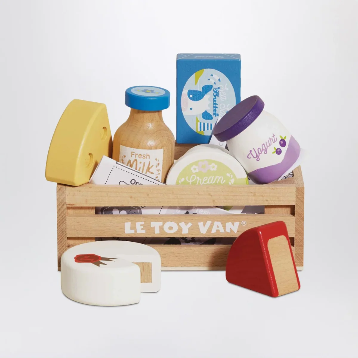 Gioco educativo cassa del mercato dei formaggi e dei latticini