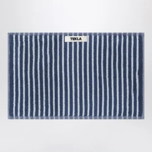 Telo bagno per ospiti blu a righe 30x50