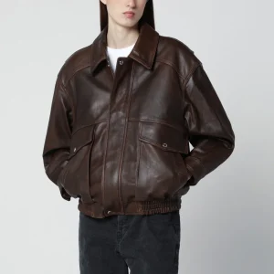 Bomber marrone in pelle