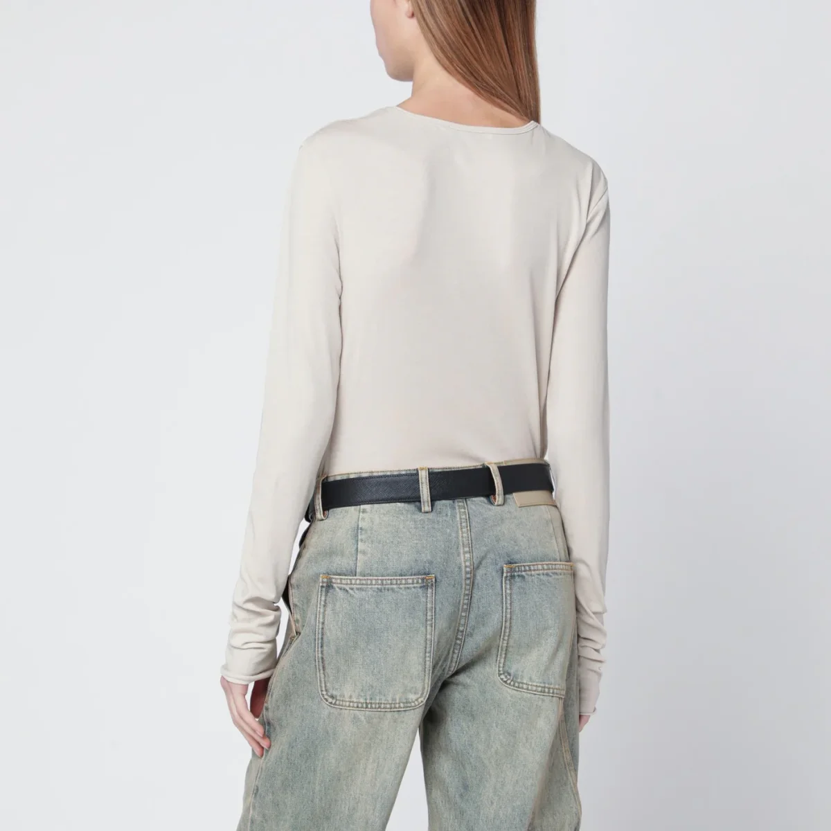 Maglia girocollo bianca in misto cotone – Image 4