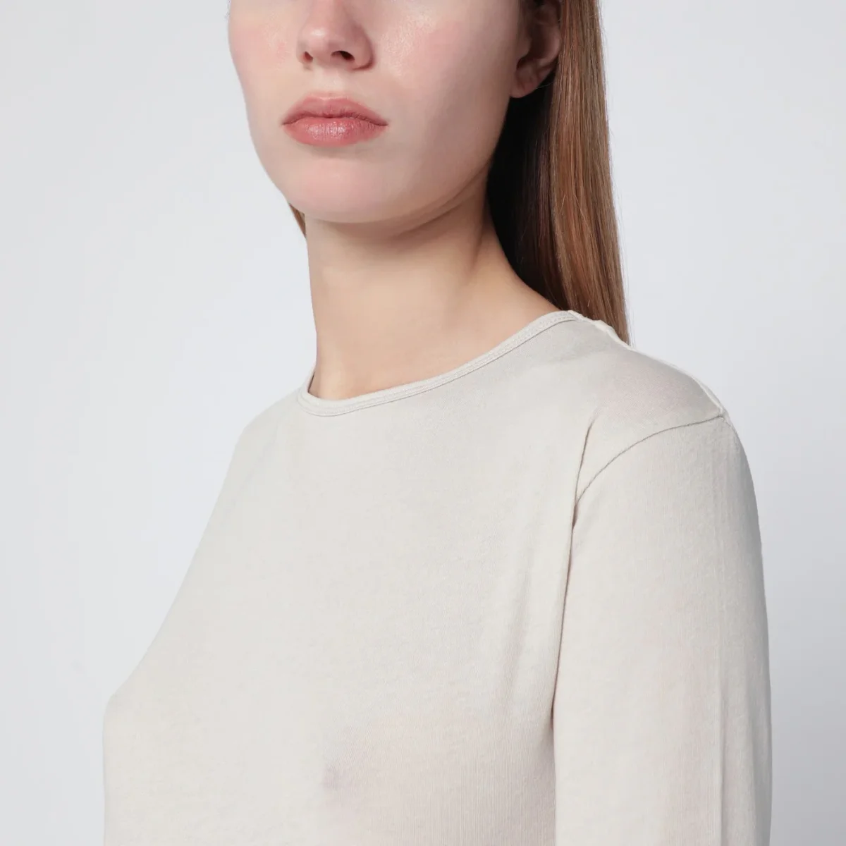 Maglia girocollo bianca in misto cotone – Image 5