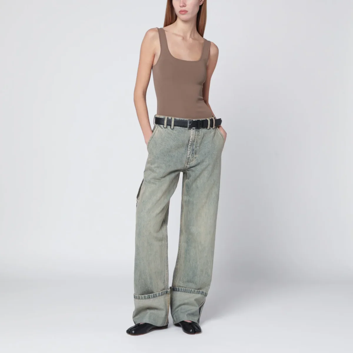 Top marrone chiaro in misto viscosa – Image 3