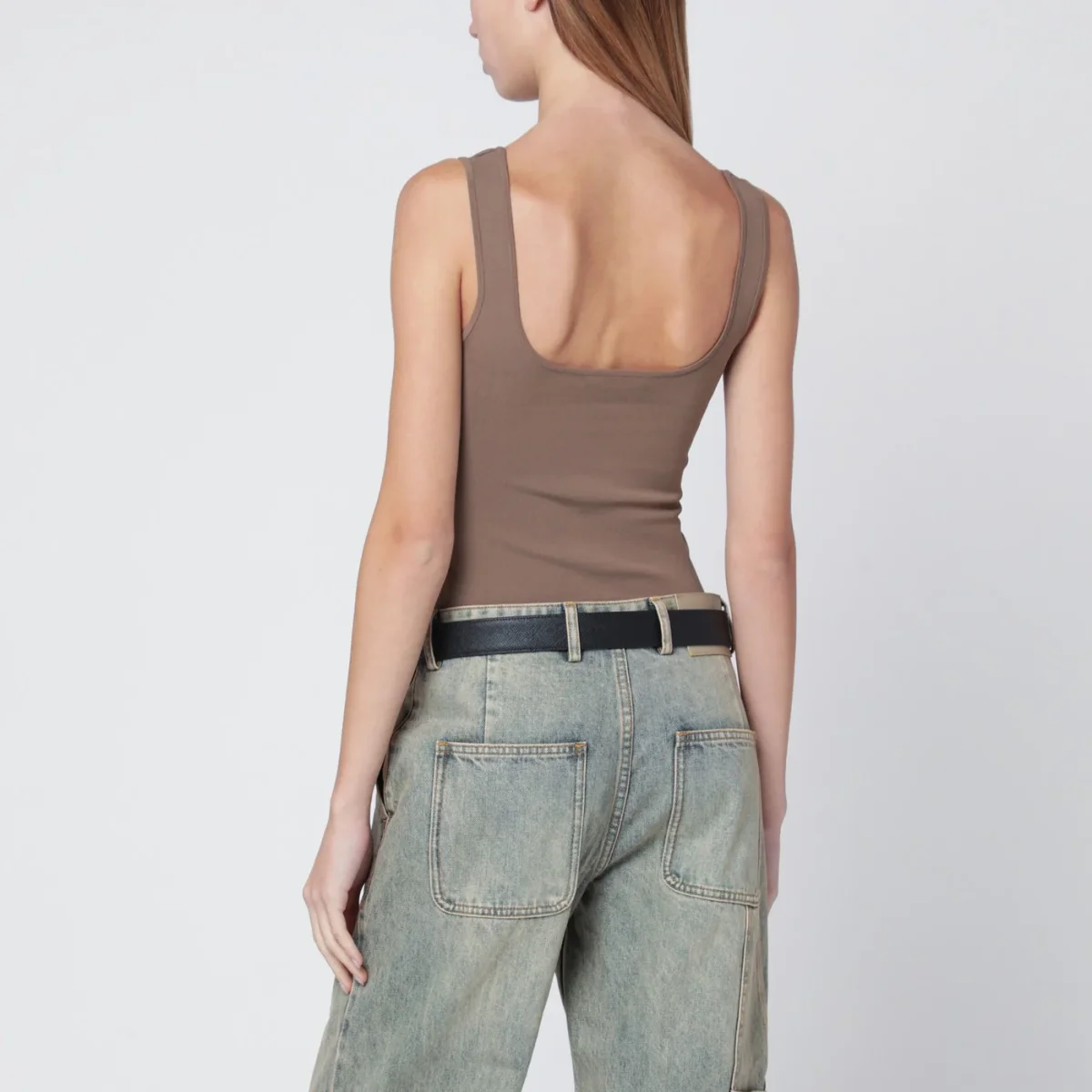 Top marrone chiaro in misto viscosa – Image 4