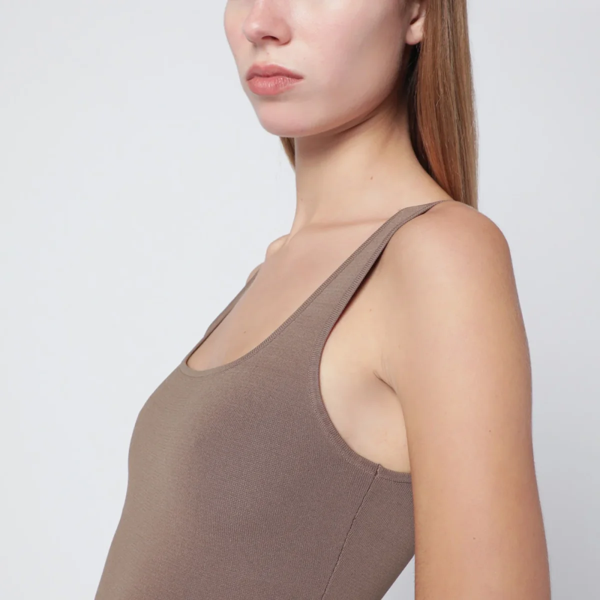 Top marrone chiaro in misto viscosa – Image 5