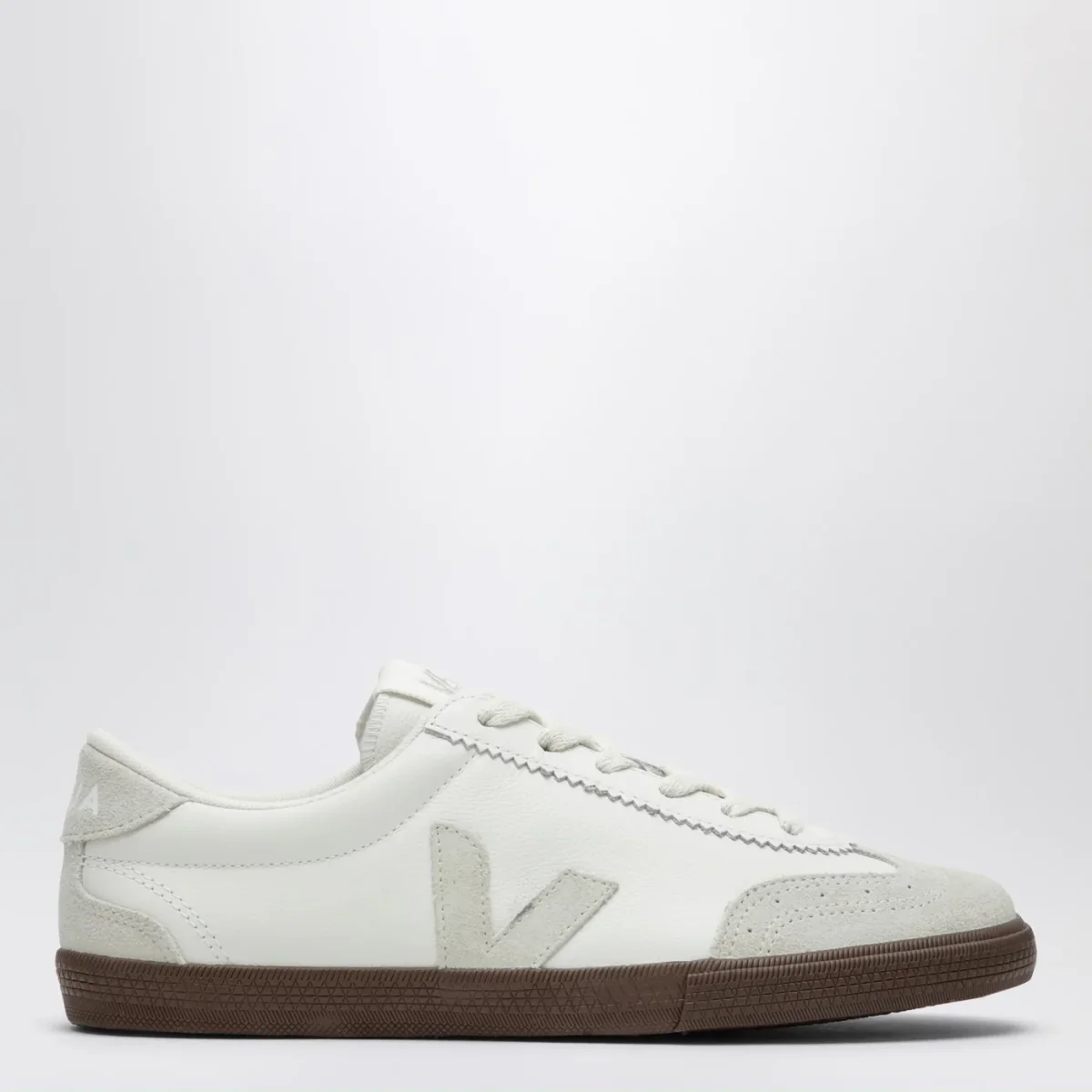 Sneaker Volley in pelle bianca e suede beige chiaro – Image 2