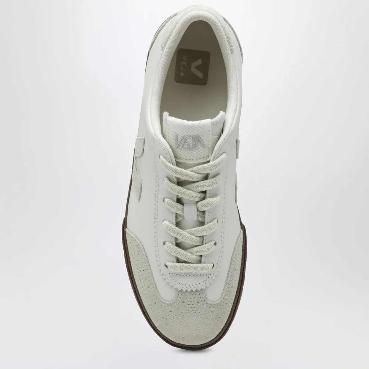 Sneaker Volley in pelle bianca e suede beige chiaro – Image 4