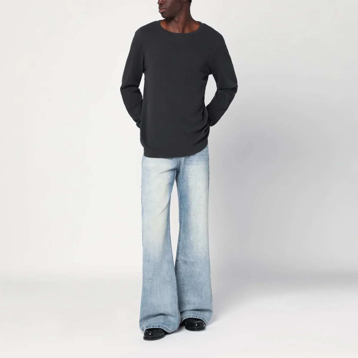 Maglia girocollo Vintage Black in cotone - Image 3