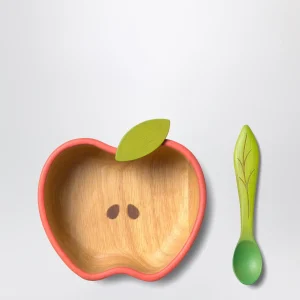 Set piatto e cucchiaio a forma di mela