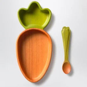 Set piatto e cucchiaio a forma di carota