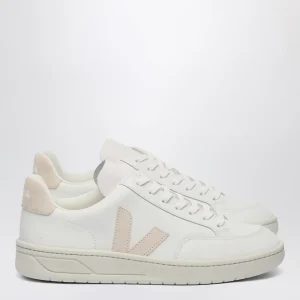 Sneaker V-12 in pelle bianca e rosa